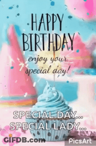 Happy Belated Birthday With Blue And Red Circles GIF