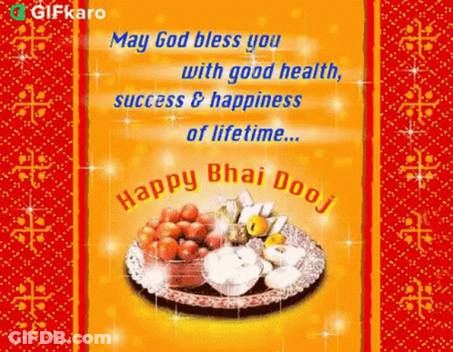 Happy Bhai Dooj Card With Plate Of Food GIF