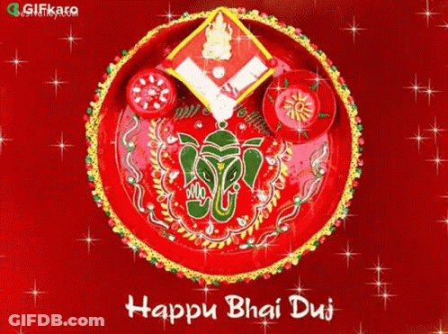 Happy Bhai Duj Card With Red Plate GIF