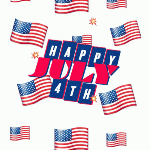 Happy Birthday America Raining Flags GIF