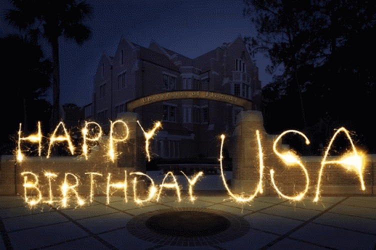 Happy Birthday America Sparkling Word Art GIF