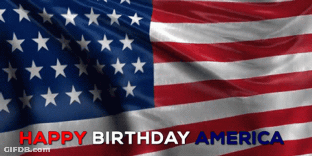 Happy Birthday America Waving Flag GIF