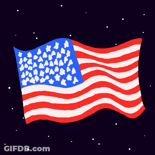 Happy Birthday America Waving Flag Starry Night GIF