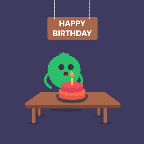 Happy Birthday Animated Cake Blowing Cartoon GIF