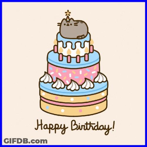 Happy Birthday Animated Cake Pusheen Cat Sticker GIF