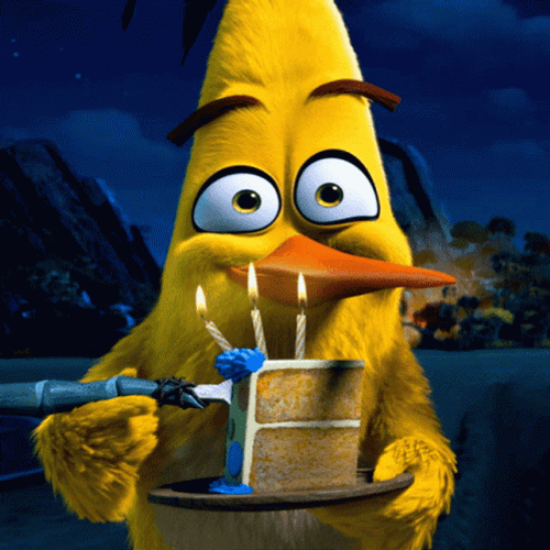 Happy Birthday Animated Chuck Eating Cake GIF