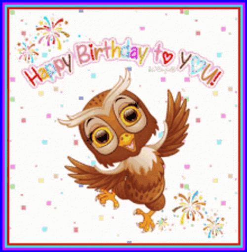 Happy Birthday Animated Dancing Owl GIF