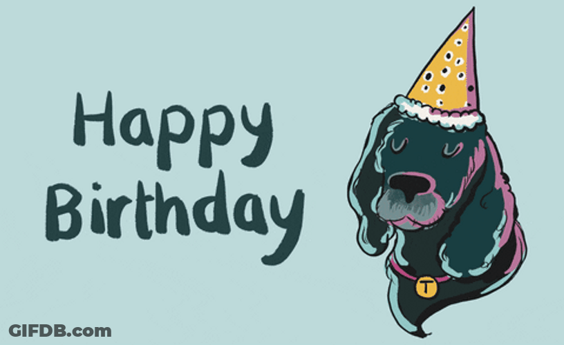 Happy Birthday Animated Dog Greetings GIF