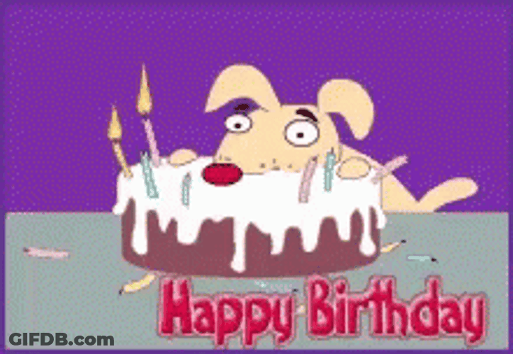 Happy Birthday Animated Wagging Dog GIF
