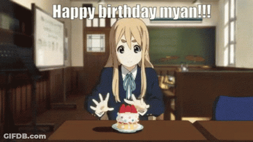 Happy Birthday Anime K-On Cast Cake GIF