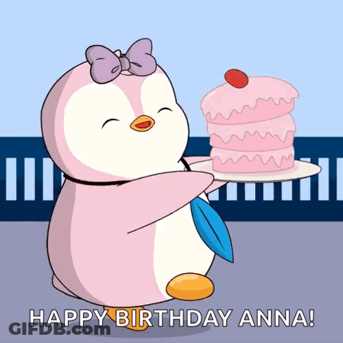 Happy Birthday Anna Pink Cake GIF