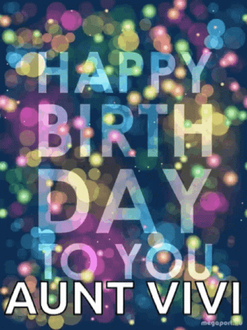Happy Birthday Aunt Poster Pastel  Color GIF