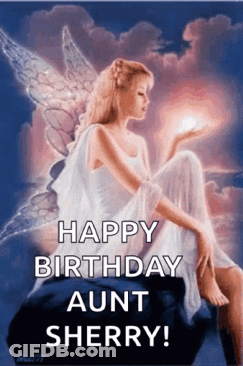 Happy Birthday Auntie Beautiful Angel Greeting GIF