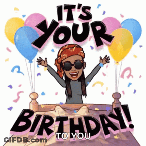 Happy Birthday Auntie Confetti Celebration Balloons GIF