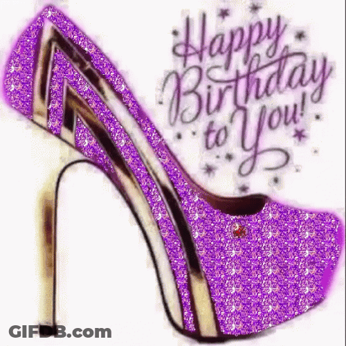 Happy Birthday Auntie Glitters Purple Heels Shoes GIF