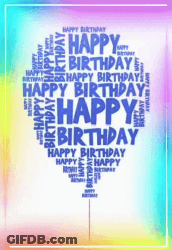 Happy Birthday Balloon Shape Card GIF