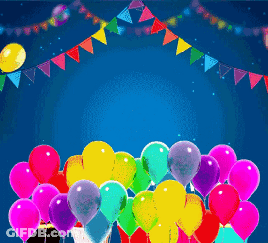 Happy Birthday Balloons And Cupcakes GIF