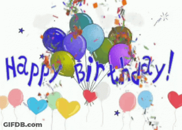 Happy Birthday Balloons And Popping Confetti GIF