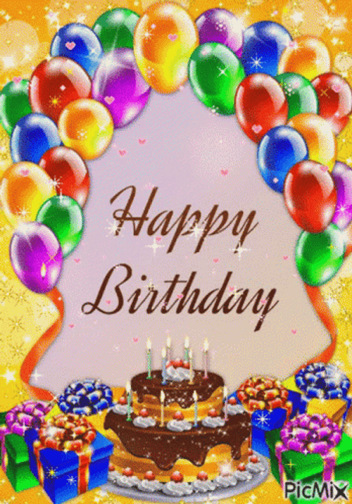 Happy Birthday Balloons Creative Greeting Card GIF