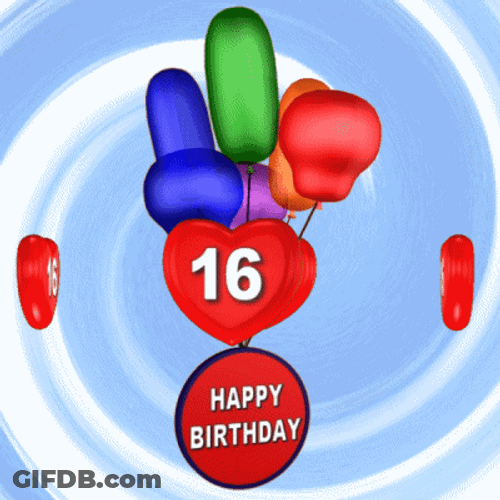 Happy Birthday Balloons With Different Shapes GIF