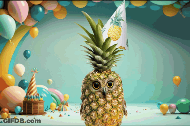 Happy Birthday Beach Pineapple GIF