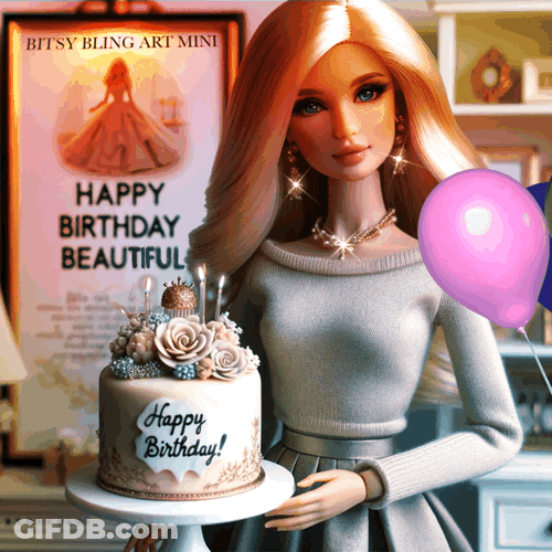 Happy Birthday Beautiful Barbie Doll GIF