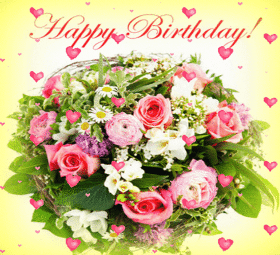 Happy Birthday Beautiful Colorful Bouquet GIF