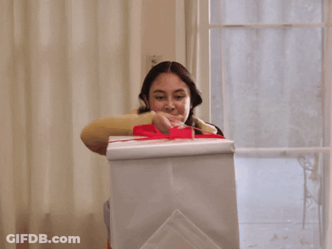 Happy Birthday Beautiful Excited Gift Unwrapping GIF