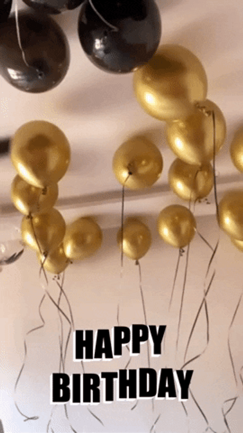 Happy Birthday Beautiful Golden Balloons GIF