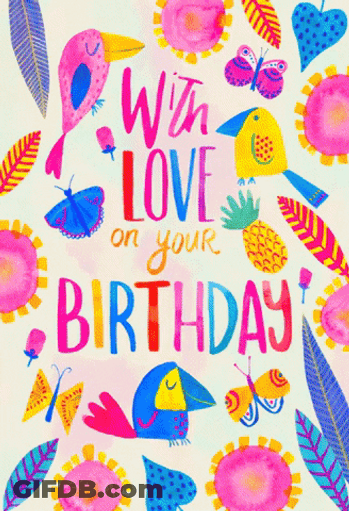Happy Birthday Beautiful Polychromatic Mobile Art GIF
