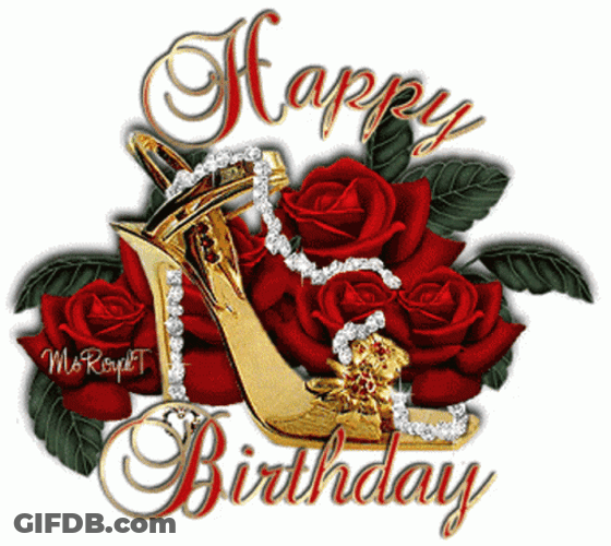 Happy Birthday Beautiful Red Rose Flowers GIF