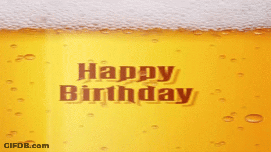 Happy Birthday Beer Bubbles Foam GIF