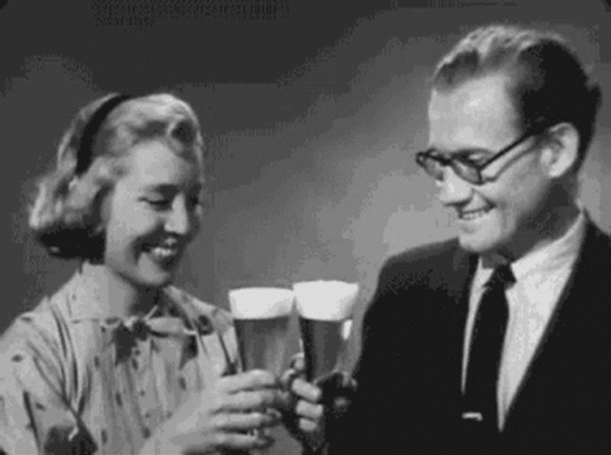 Happy Birthday Beer Cheers Vintage Couple GIF