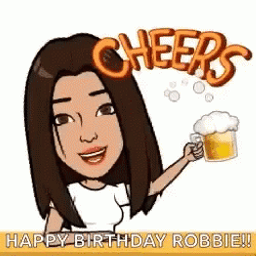 Happy Birthday Beer Toast Cartoon Lady GIF