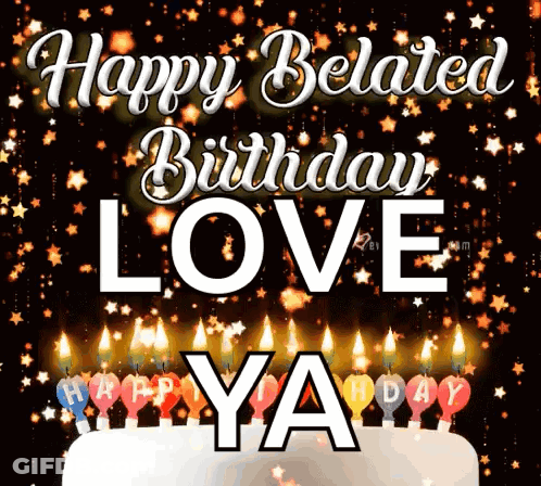Happy Birthday Belated Cupcake Sparkler Card GIF