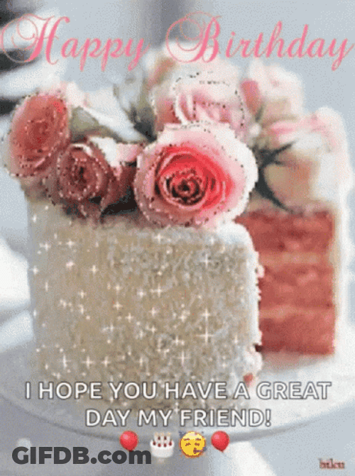Happy Birthday Bestie Glitter Cake GIF