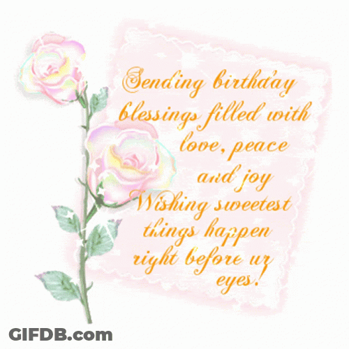 Happy Birthday Blessings Letter And Rose GIF