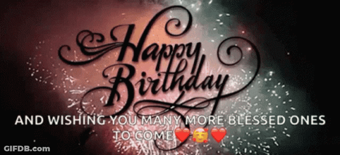 Happy Birthday Blessings With Fireworks GIF