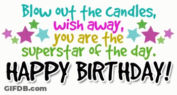 Happy Birthday Blow Out Candles Wish Away Superstar Card GIF