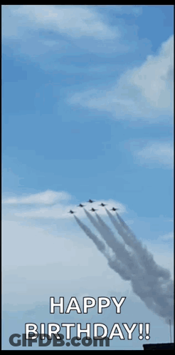 Happy Birthday Blue Jet Flying GIF