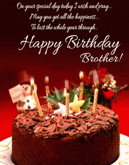 Happy Birthday Bro Black Chocolate Cake GIF