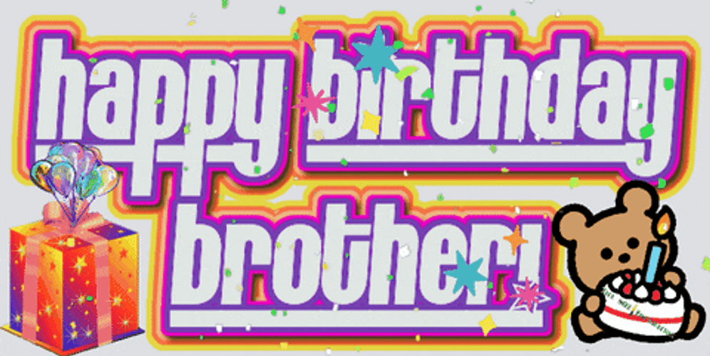 Happy Birthday Bro With Bear Carrying Cake GIF