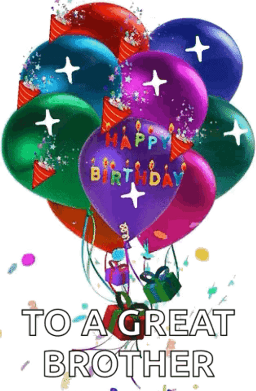 Happy Birthday Brother In Law Balloons With Confetti GIF