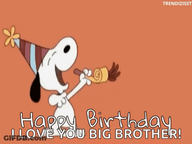 Happy Birthday Brother In Law Snoopy Party Horn GIF