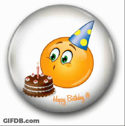 Happy Birthday Button With Smiley Face GIF