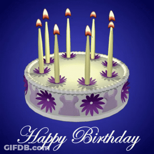 Happy Birthday Cake Candles Spin Art GIF