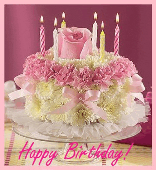 Happy Birthday Cake Girly Pink GIF