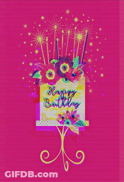 Happy Birthday Cake Glitch Aesthetic GIF