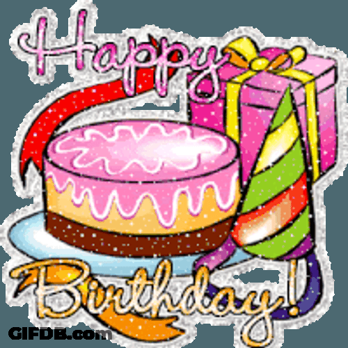 Happy Birthday Cake Glitter Art GIF