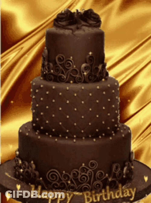 Happy Birthday Cake Gold Chocolate GIF